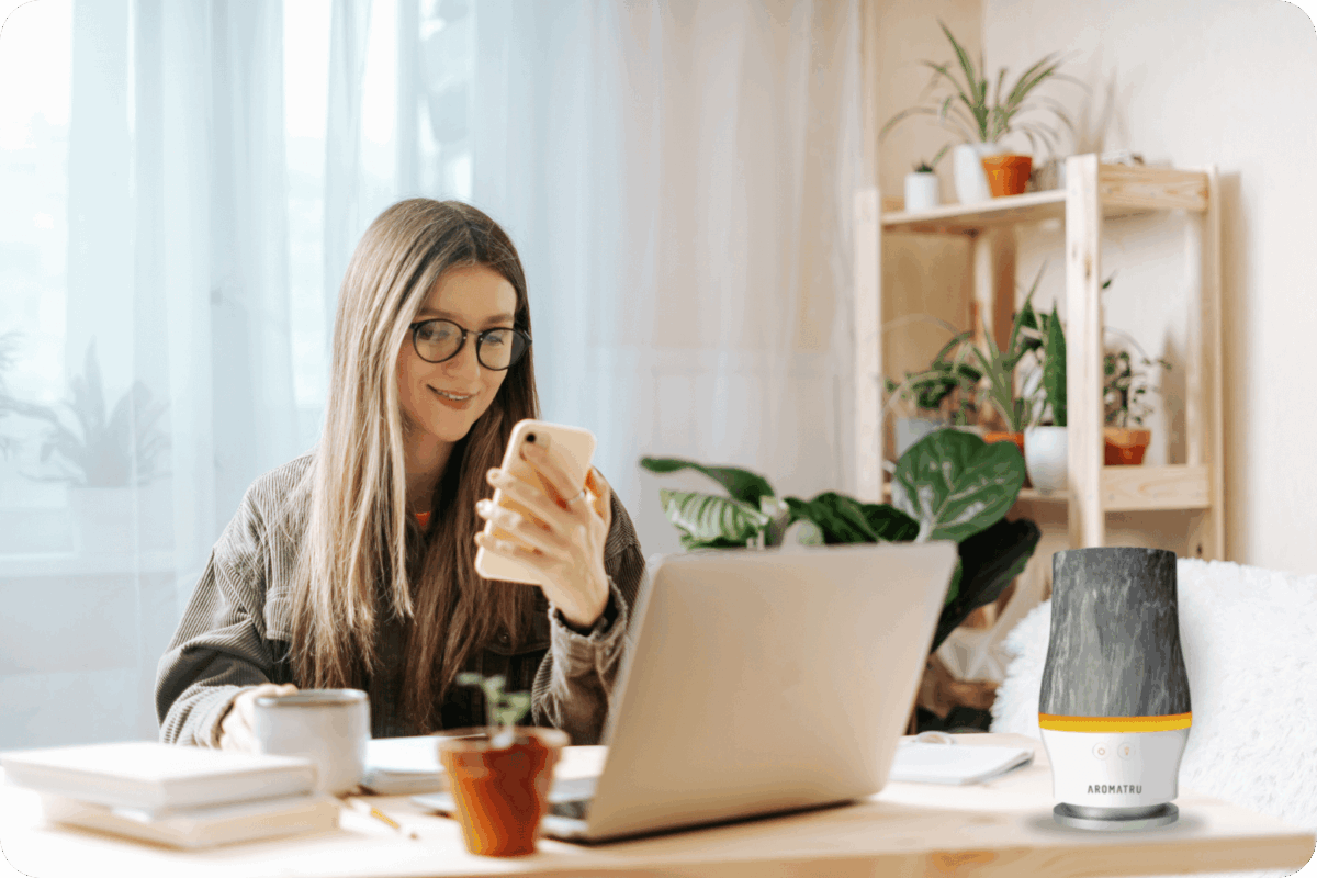 woman on desk