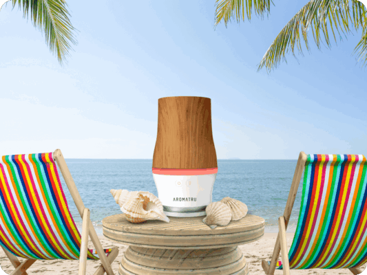 AromaTru Diffuser in summer beach setting